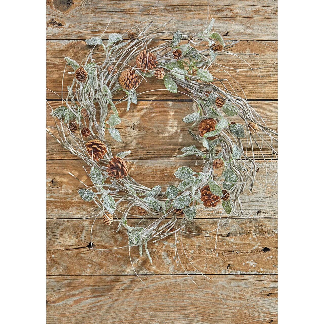 20” Birch, Leaf & Pinecone Wreath Rustic Autumn & Winter Door Decor